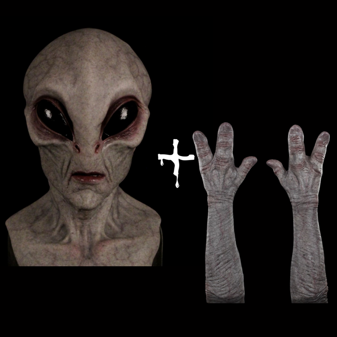 Alien halloween mask with gloves realistic horror costume for halloween