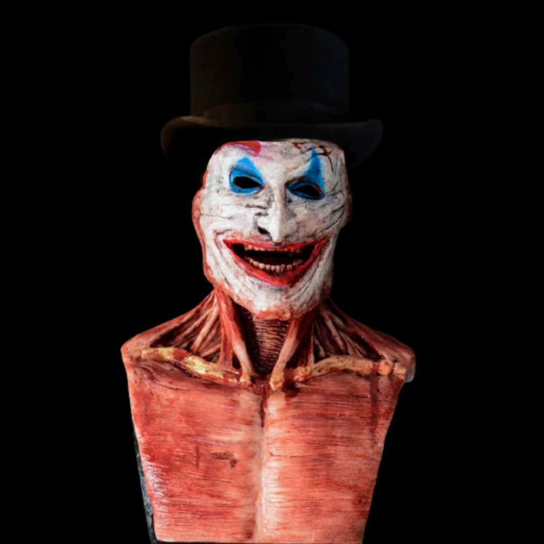 Double Layer Ripped Joker horror mask and hat with torn face details and sinister grin, perfect Halloween costumes