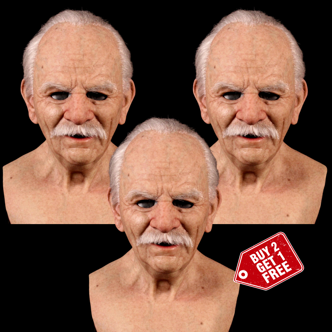 Fred the Old Man Halloween mask with realistic aging details and lifelike expression