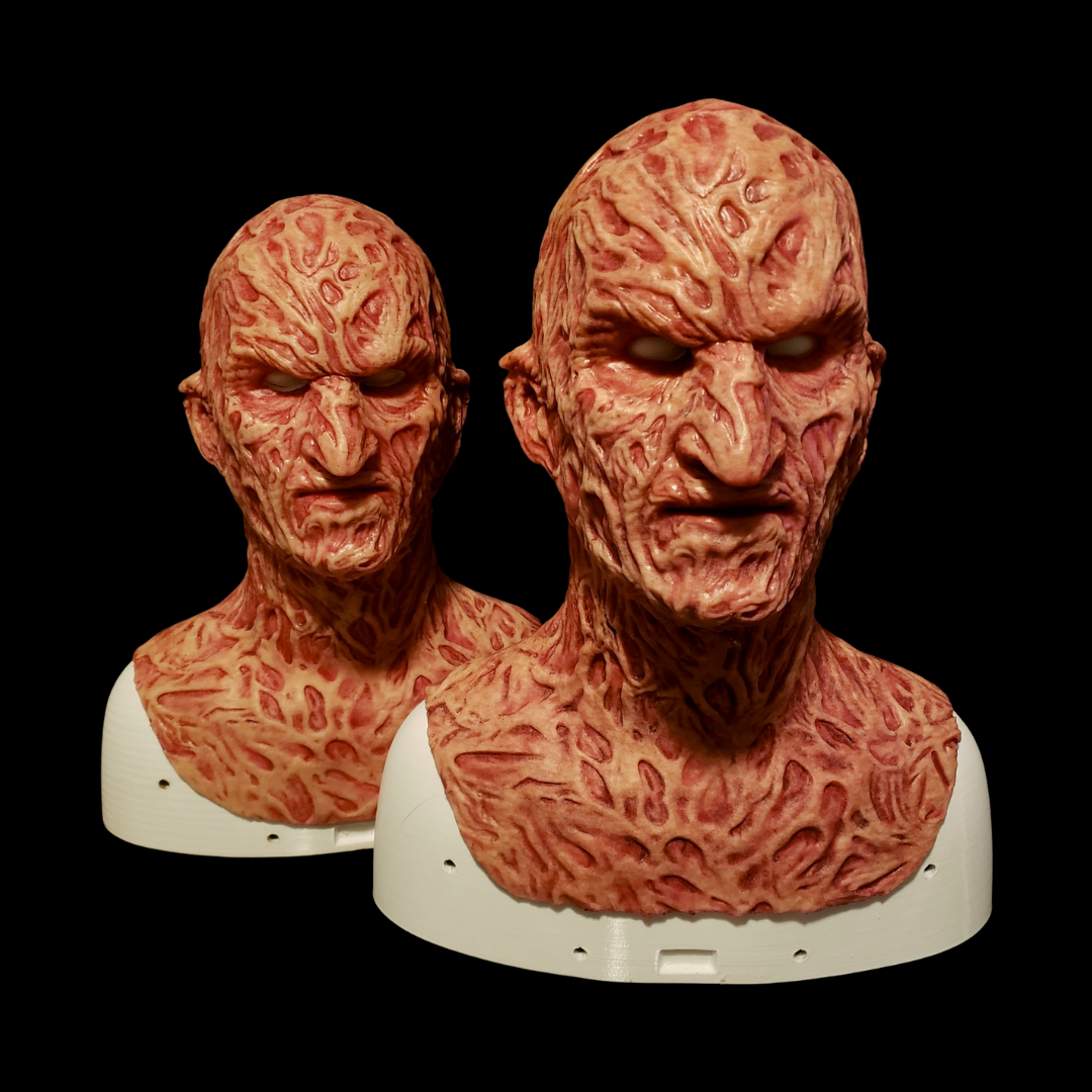 Movie-quality Freddy Krueger horror mask with realistic burned skin texture, perfect for Halloween and collectors costume