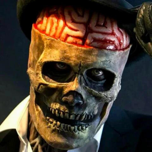 Gentleman Jack Skull horror mask and hat with elegant yet terrifying details, perfect Halloween cosplay