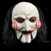 Moving Jaw Billy the Puppet horror mask with realistic details, Saw inspired, perfect Halloween costume