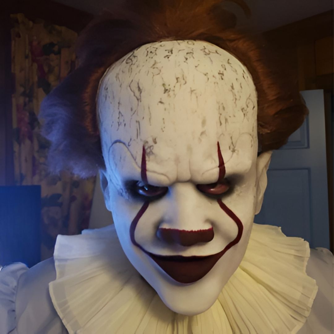 Pennywise Clown horror mask with terrifying details, perfect for Halloween costumes and horror fans