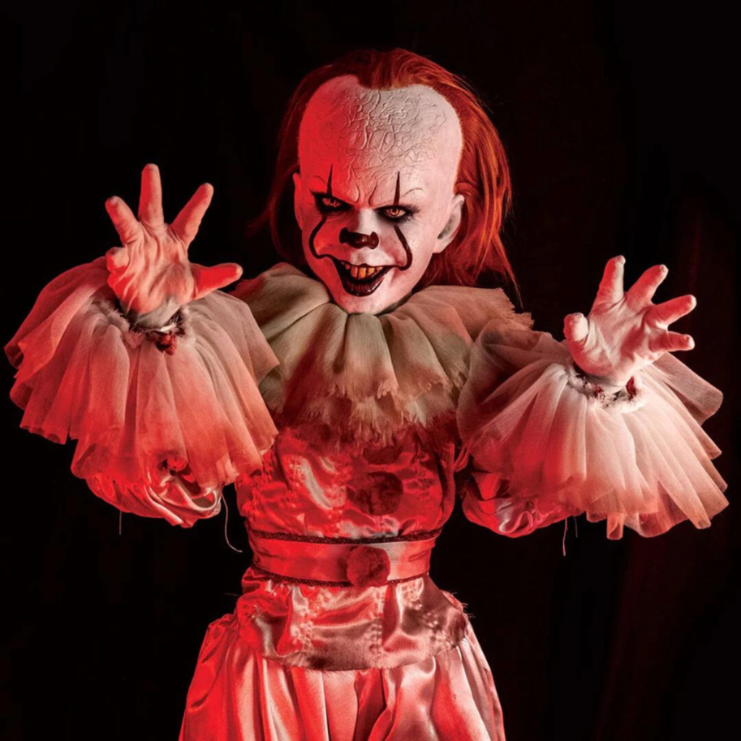 Pennywise Clown life-sized doll with realistic details, perfect for horror collectors and Halloween displays