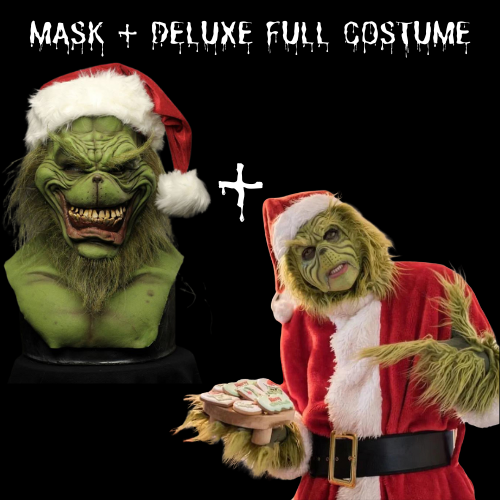 Full costume Grinch creepy mask, perfect for Halloween cosplay and Christmas